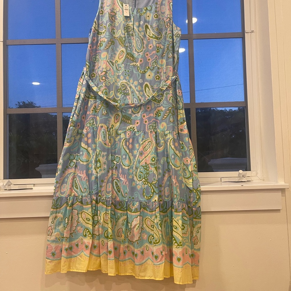 Talbots Pastel Paisley Midi Dress in Blue, Green, Pink, Yellow